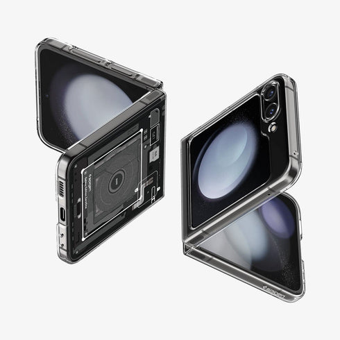 ACS06971 - Galaxy Z Flip 5 Case AirSkin Zero One showing the back with phone fully open